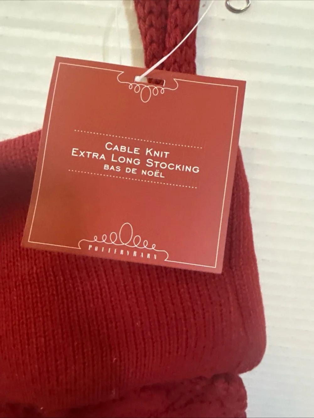 Pottery Barn cable Knit Extra Long 26” Christmas Stocking NWT